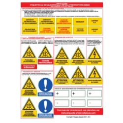 Planche d'étiquettes normalisées DC UTE C15-712-3 pour installation avec stockage batteries