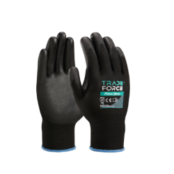 TradeForce - Gants de précision Force Basic - 3 paires -Taille L - Nylon 13G, Polyurethane (paume). EN388-2016 :4131X